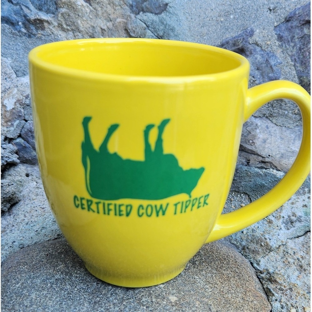 ITI China Yellow Certified Cow Tipper Funny Novelty Coffee Mug Urban Myth Humor